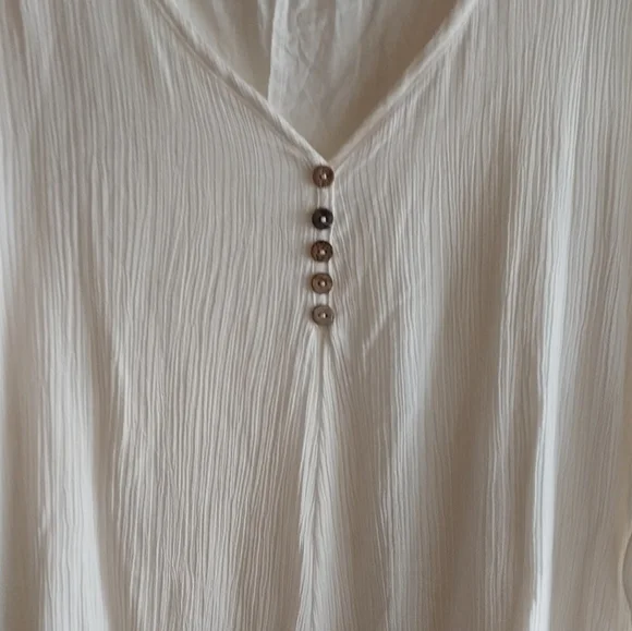 Anself White Gauze Long Sleeve Lagenlook Tiered Maxi Dress - Picture 4 of 9